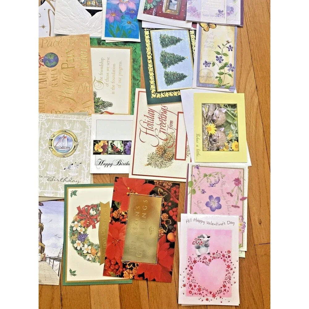 (Unused) Vintage Holiday Greeting Card 50+, Birthday Christmas Hallmark Cottage